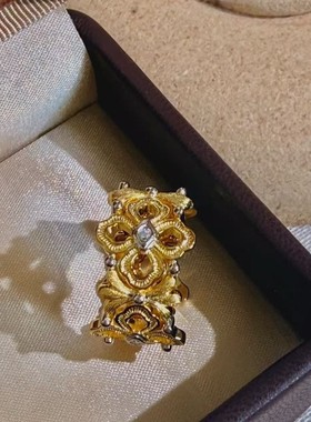 S925纯银镂空雕花意大利风戒指