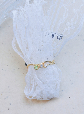 凰谨珠宝橄榄枝天然月光石戒指