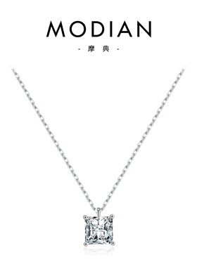 S925纯银超闪方形锆石锁骨链女
