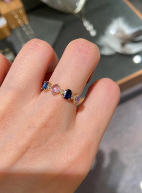 日系aget蓝紫水晶纯银女士戒指