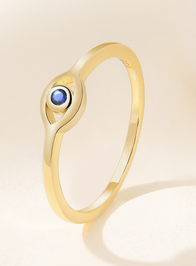 S925镀金蓝锆石恶魔之眼女戒