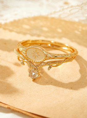 S925银喷砂星芒戒指轻奢复古