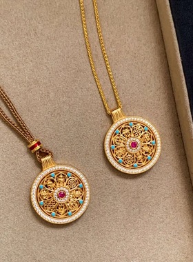 S925纯银八宝罗盘可转动毛衣链