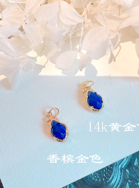 925银镀K金蓝宝石双子吊坠项链