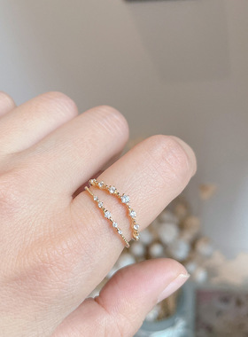 七星V型s925银镀金极细尾戒