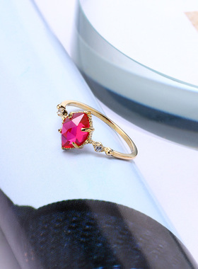 日系轻奢925银红刚玉戒指