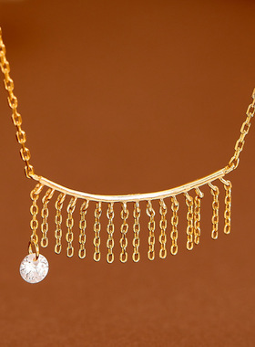 轻奢珠宝S925银14K镀金流苏项链