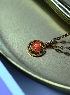 925银天然日光石太阳石吊坠