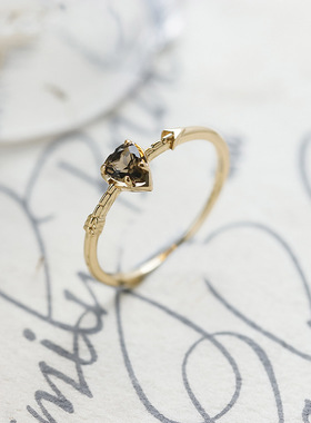 轻奢天然茶晶天使爱心叠戴女戒