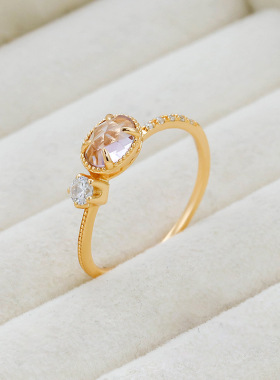 S925银镀14K金不规则紫晶戒指