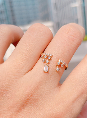 925银饰品日系镶钻流苏轻奢18K金