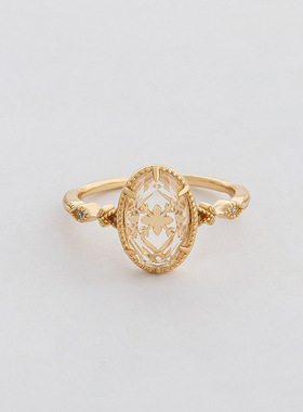 天然白水晶戒指s925银镀金