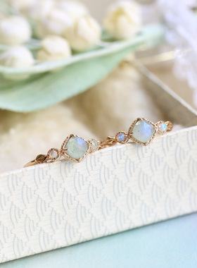 日系925银菱形天河石项链戒指