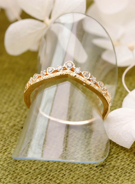 轻奢复古皇冠白锆石S925银戒指