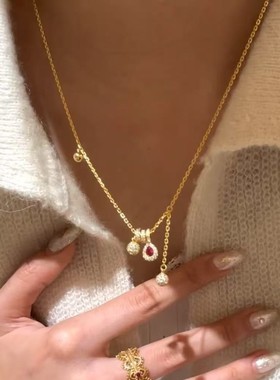 s925法式轻奢纯银流苏项链女