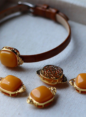 天然老蜡方形表盘吊坠两用款