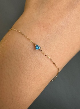 蓝色心情纯银镀18K金手链