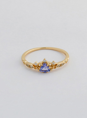 法式轻奢S925银坦桑石戒指