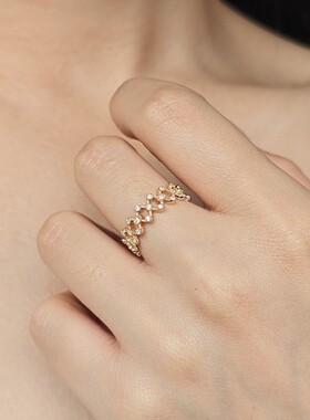 敦丽网状蕾丝戒指纯银镀金