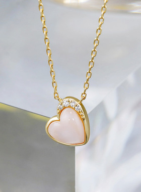 日系甜美S925银14K镀金爱心项链