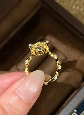 S925纯银竹节戒指爆闪轻奢高级感