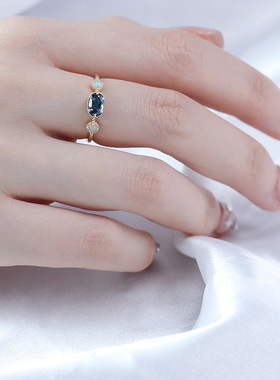 日系轻奢天然伦敦蓝托帕石指环