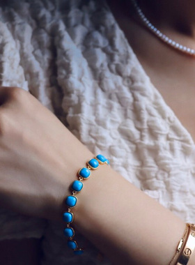 蓝美松手链纯银镀18K金10颗