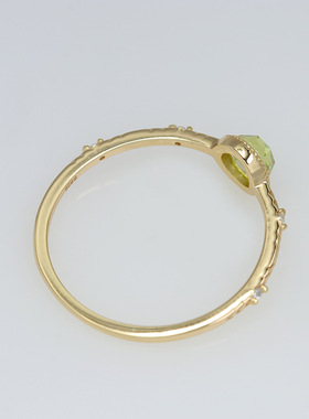 圆形绿橄榄石S925镀金极简女戒