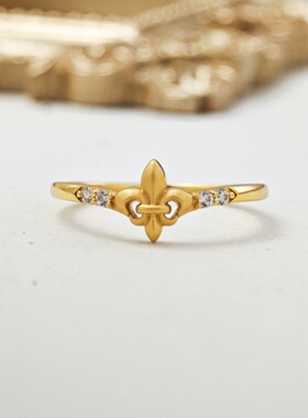 S925银镀18K金鸢尾花女戒