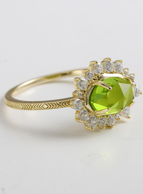 日系纯银镀14K金轻奢精巧戒指女