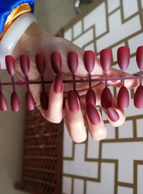 欧美风肉感哑光尖头手感磨砂甲片 美甲甲片成品 假指甲成品 nails
