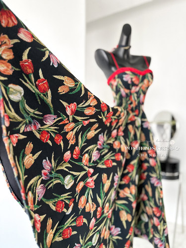 POSHEPOSE高定如心洛可可月桂诗郁金香礼赞.郁金香老花长款 - 图1