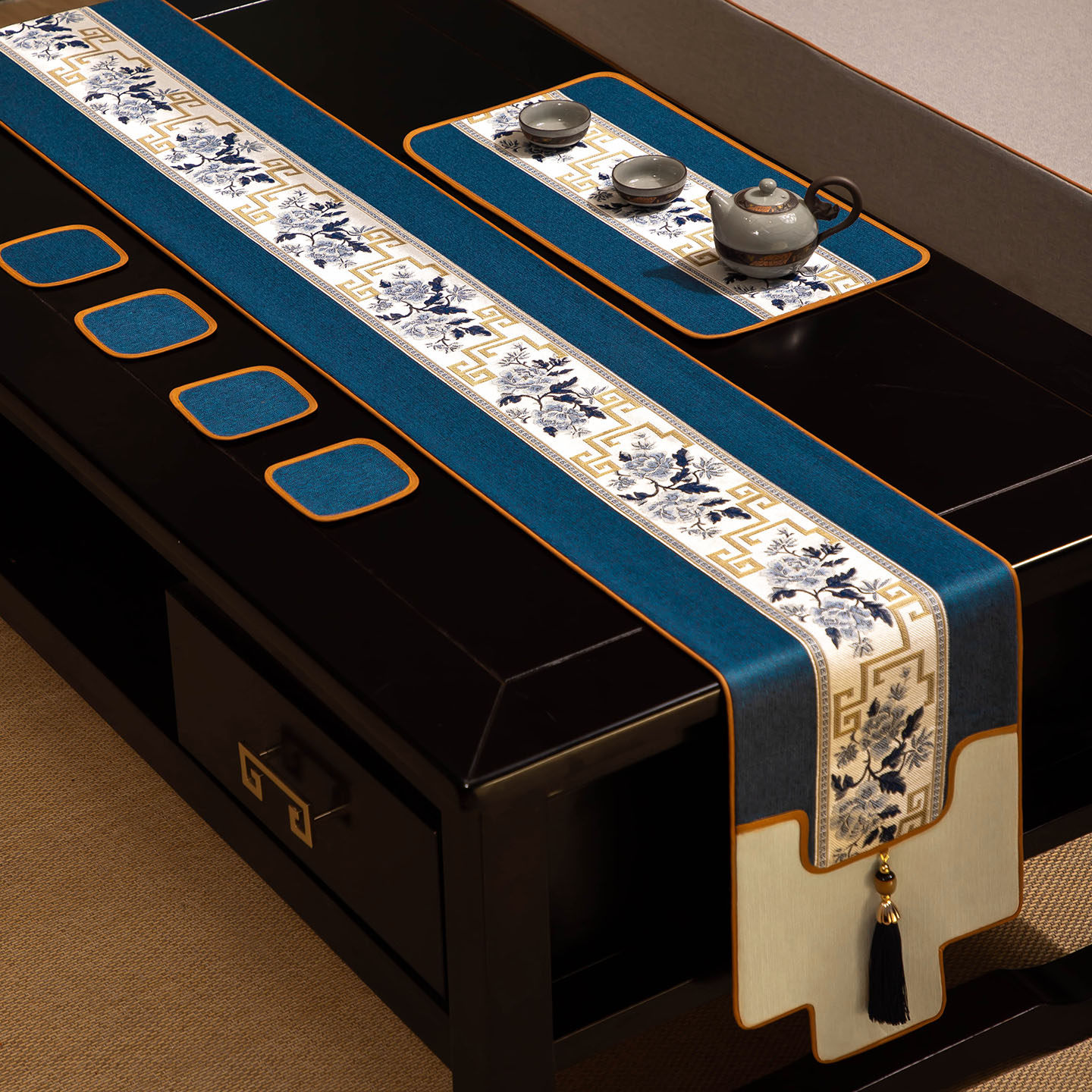 新中式桌旗茶桌布茶台茶旗布艺茶席垫子餐桌台布现代简约茶几垫布,淘宝优惠券,粉丝福利购,淘宝优惠卷