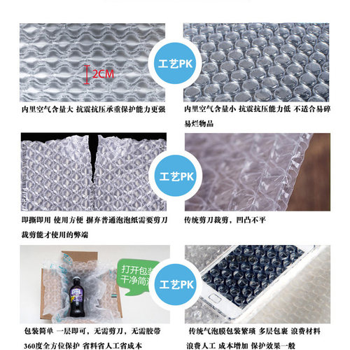 气泡包装泡沫膜缓冲卷装加厚打包气柱防震包装袋快递葫芦气垫膜YD - 图2