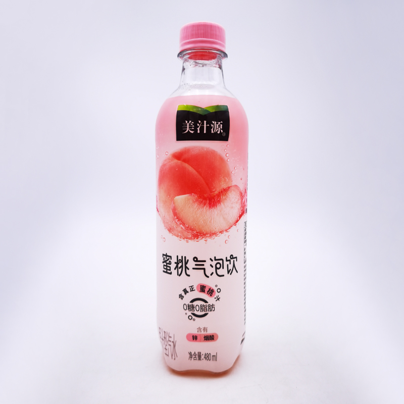 可口可乐美汁源蜜桃味气泡水480ml*12瓶装碳 - 图0