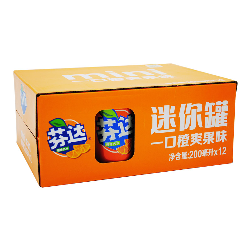 可口可乐mini迷你200ml*12罐装 含糖芬达橙味汽水 碳酸饮料整箱 - 图1