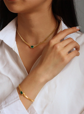 欧美锆石优质复古锁骨链