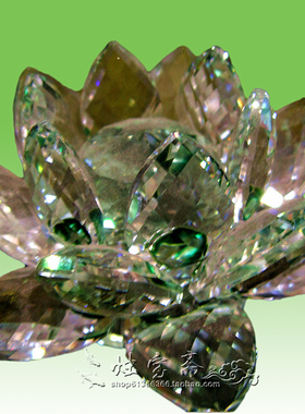 水晶莲花绿色招财摆件好运连连