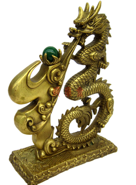 铜龙风水摆件福字龙纯铜质龙戏珠