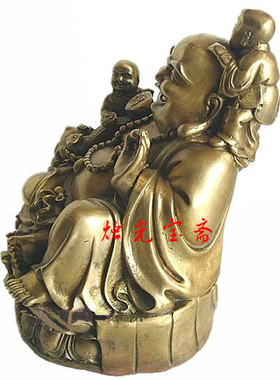 弥勒佛五子登科雕像纯铜质摆件