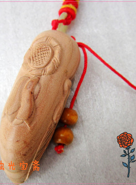 寿星手把件桃木质吉祥文玩