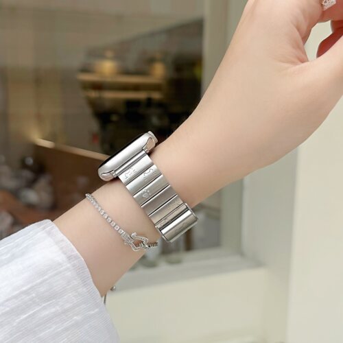 iwatch12不锈钢金属钢带适用苹果S11手表se表带GT6华为fit5小米10 - 图0