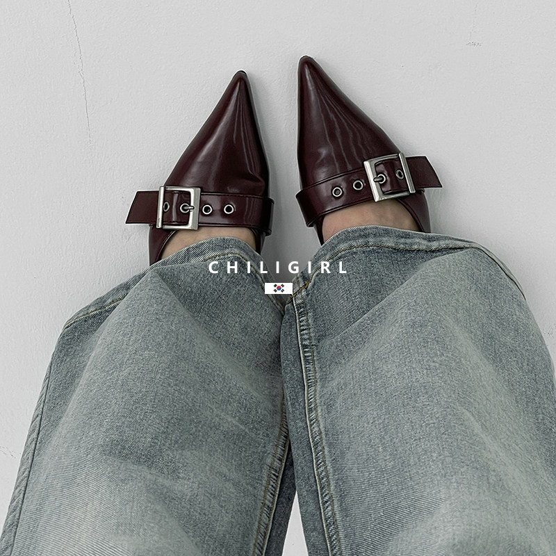 CHILIGIRL韩国东大门尖头高跟凉鞋皮带扣细跟后空半托穆勒鞋夏季,淘宝优惠券,粉丝福利购,淘宝优惠卷