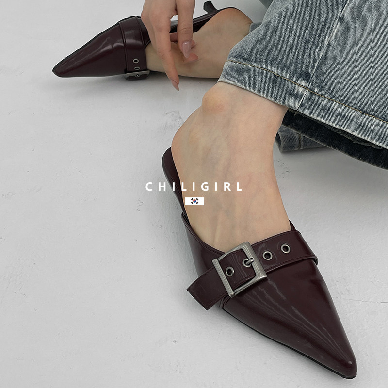 CHILIGIRL韩国东大门尖头高跟凉鞋皮带扣细跟后空半托穆勒鞋夏季,淘宝优惠券,粉丝福利购,淘宝优惠卷