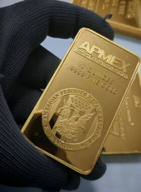 仿真10盎司APMEX金条10oz镀金金条黄铜镀金样品金条道具摆件