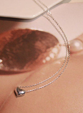 s925纯银O字链心形吊坠锁骨链