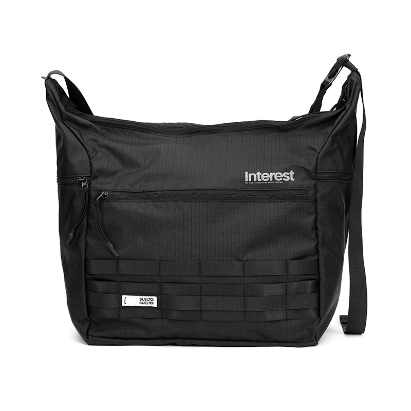 SUELTA街头潮牌斜挎包男女撞色超薄轻便可折叠邮差包死飞防水尼龙 - 图3