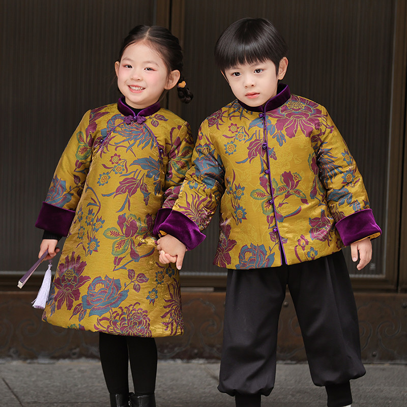 叙罗儿童拜年服冬季加厚新款宝宝冬季女童旗袍中国风外套男童唐装,淘宝优惠券,粉丝福利购,淘宝优惠卷