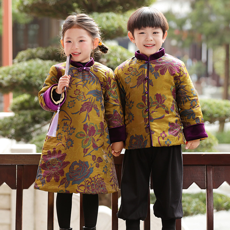 叙罗儿童拜年服冬季加厚新款宝宝冬季女童旗袍中国风外套男童唐装,淘宝优惠券,粉丝福利购,淘宝优惠卷