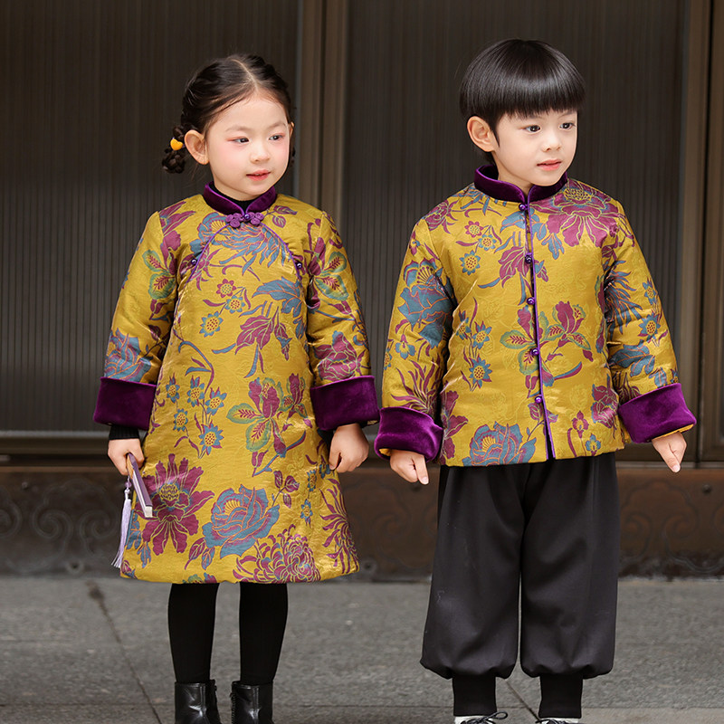 叙罗儿童拜年服冬季加厚新款宝宝冬季女童旗袍中国风外套男童唐装,淘宝优惠券,粉丝福利购,淘宝优惠卷
